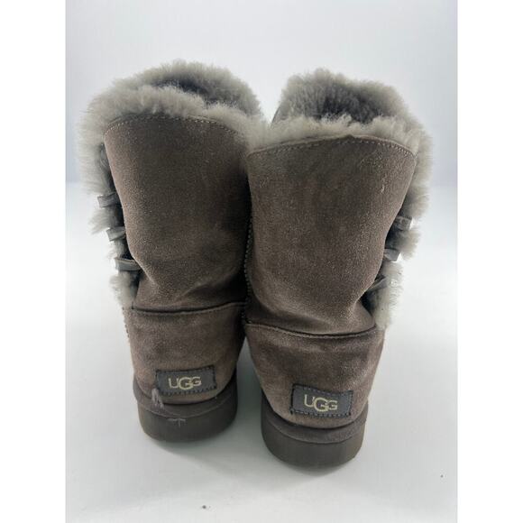 Ugg Constatine Satin Ribbon Boots Womens Size 7 Gray Charcoal Warm Y2K - Picture 6 of 9